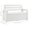 vidaXL Banc de rangement de jardin 132,5 cm plastique blanc