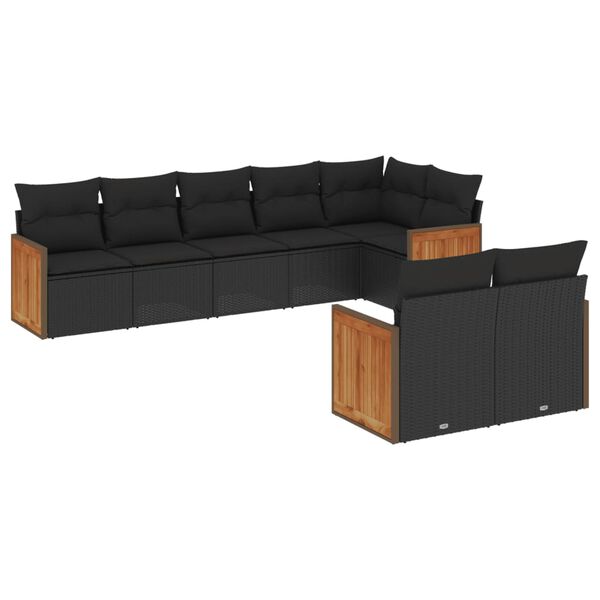 vidaXL Salon de jardin 8 pcs avec coussins noir r&eacute;sine tress&eacute;e