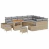vidaXL Ensemble de canap&eacute; de jardin 12 pc Beige polyrotin