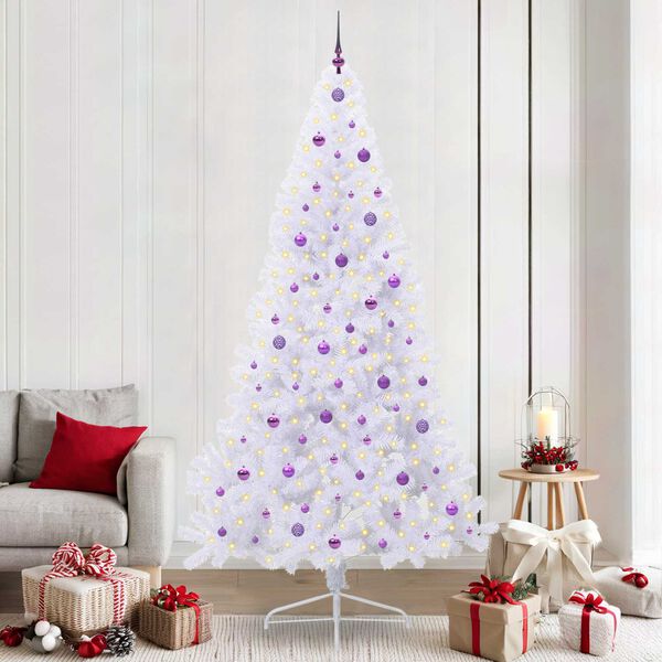 vidaXL Sapin de Noël artificiel avec 300 LED Blanc 240 cm PVC et Acier