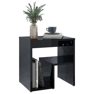 vidaXL Table de chevet Noir brillant 40x30x40 cm Aggloméré