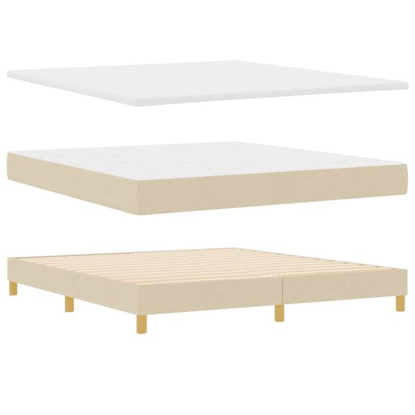 vidaXL Lit &agrave; ressorts avec matelas Cr&egrave;me 180 x 200 cm tissu