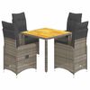 vidaXL Ensemble de bistro de jardin 5 pcs coussins gris poly rotin