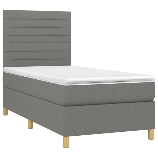 vidaXL Sommier &agrave; lattes de lit et matelas et LED Gris fonc&eacute; 80x200cm