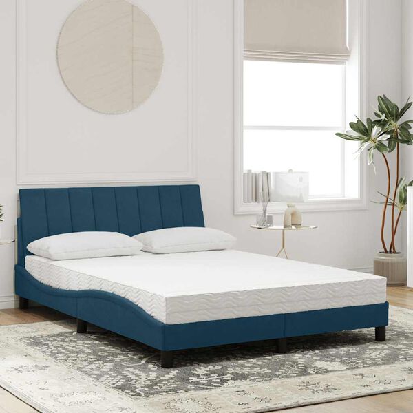 vidaXL Lit avec matelas Hanko bleu 140x190 cm velours