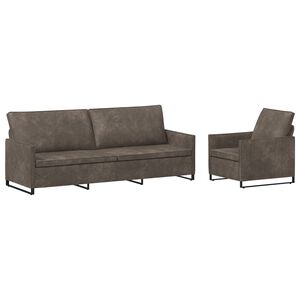 vidaXL Ensemble de Canap&eacute;s 2 pcs Gris fonc&eacute; Tissu en su&egrave;de synth&eacute;tique
