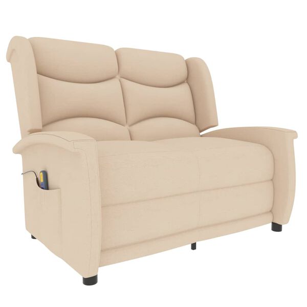 vidaXL Fauteuil de massage inclinable à 2 places crème tissu