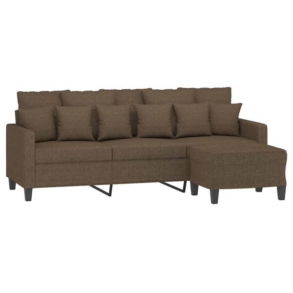 vidaXL Canap&eacute; &agrave; 3 places avec repose-pieds Marron 180 cm Tissu