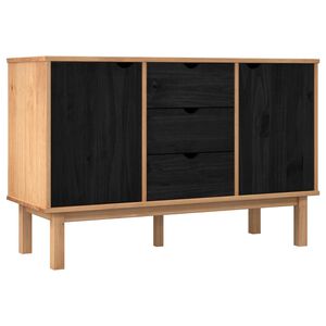 vidaXL Buffet OTTA Noir 113,5 x 43 x 73 cm Bois de pin massif