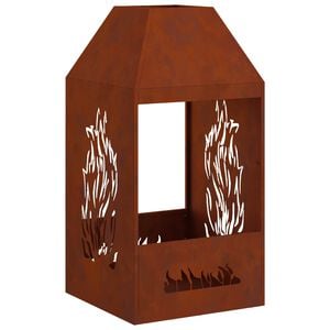 vidaXL Brasero Rouill&eacute; 50 x 50 x 100 cm Acier patin&eacute;