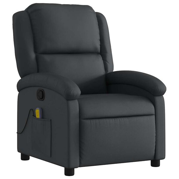 vidaXL Fauteuil de massage inclinable noir cuir v&eacute;ritable