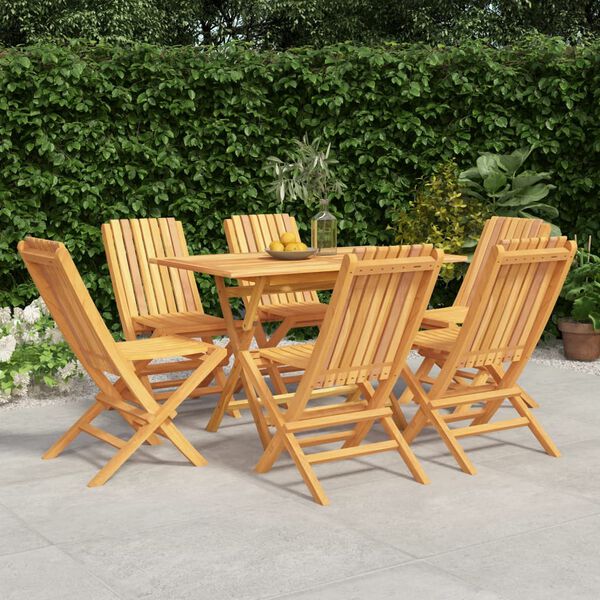 vidaXL Ensemble &agrave; manger de jardin 7 pcs Bois de teck solide
