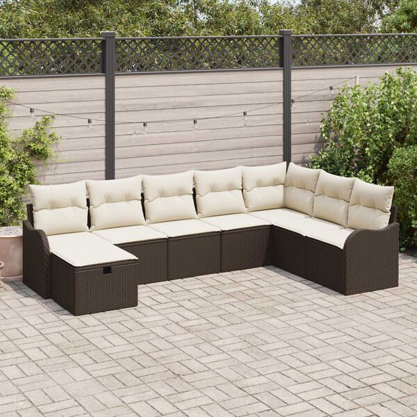 vidaXL Ensemble de canapé de jardin 8 pcs Marron Poly rotin