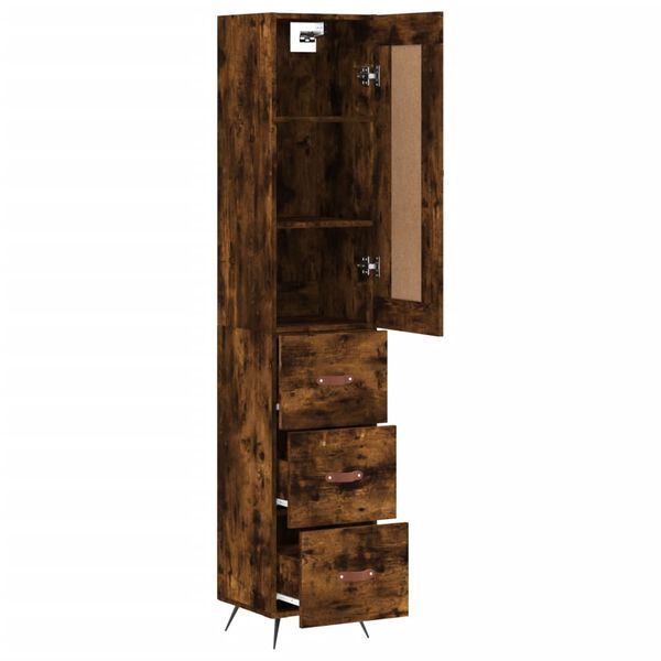 vidaXL Buffet haut Ch&ecirc;ne fum&eacute; 34,5x34x180 cm Bois d'ing&eacute;nierie
