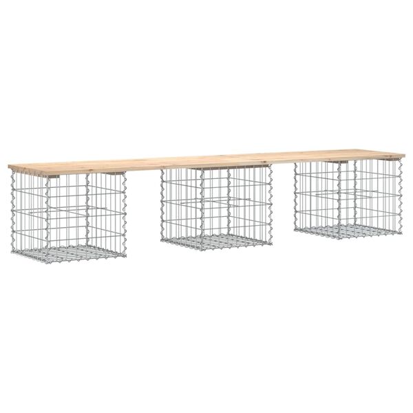 vidaXL Banc de jardin design de gabion 203x44x42 cm bois massif de pin