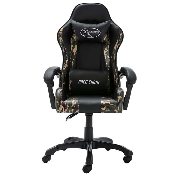 vidaXL Fauteuil de jeux vid&eacute;o Noir et camouflage Similicuir
