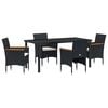 vidaXL Ensemble de salle &agrave; manger pour jardin 5 pcs Noir polyrotin