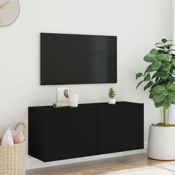 vidaXL Meuble TV mural noir 100x30x41 cm