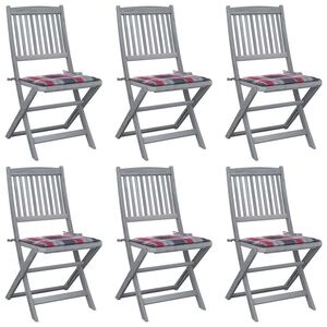 vidaXL Chaises pliantes 6 pi&egrave;ces avec coussins en bois d'acacia massif
