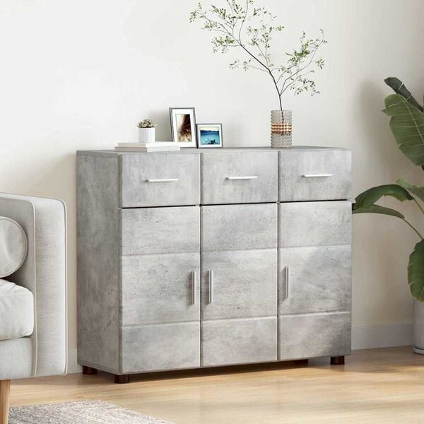 vidaXL Buffet FLORIN Gris b&eacute;ton 88,5 x 30,5 x 73 cm Bois d'ing&eacute;nierie