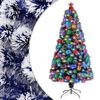vidaXL Arbre de No&euml;l artificiel pr&eacute;-&eacute;clair&eacute; blanc/bleu fibre optique