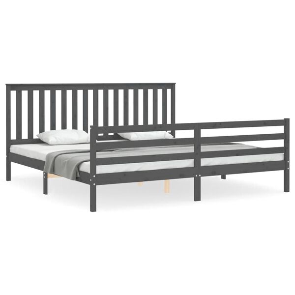 vidaXL Cadre de lit sans matelas gris 200x200 cm bois massif