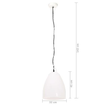 vidaXL Lampe suspendue industrielle 25 W Blanc Rond 32 cm E27