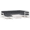 vidaXL Salon de jardin avec coussins 8 pcs blanc bois de pin massif