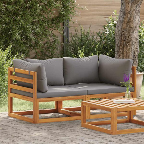 vidaXL Canap&eacute;s d'angle sectionnels 2 pcs avec coussins Gris fonc&eacute;