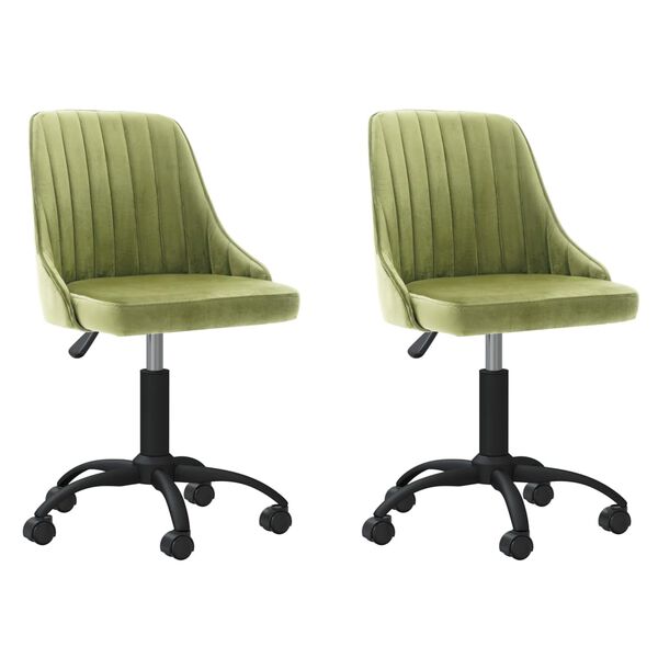 vidaXL Chaises pivotantes &agrave; manger lot de 2 vert clair velours
