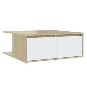 vidaXL Table basse blanc et ch&ecirc;ne sonoma 80x80x31 cm bois d'ing&eacute;nierie