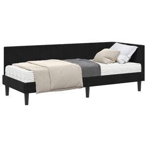 vidaXL Cadre de lit d'angle avec matelas 2 pcs Noir Velours