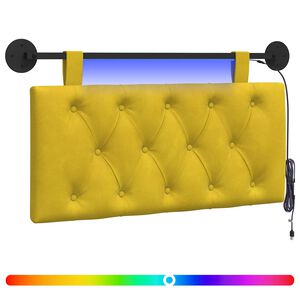 vidaXL T&ecirc;te de lit suspendue Avec lumi&egrave;re LED Jaune Velours