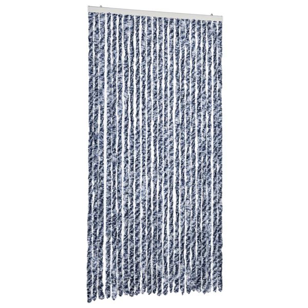 vidaXL Rideau anti-mouches bleu et blanc 100x200 cm chenille