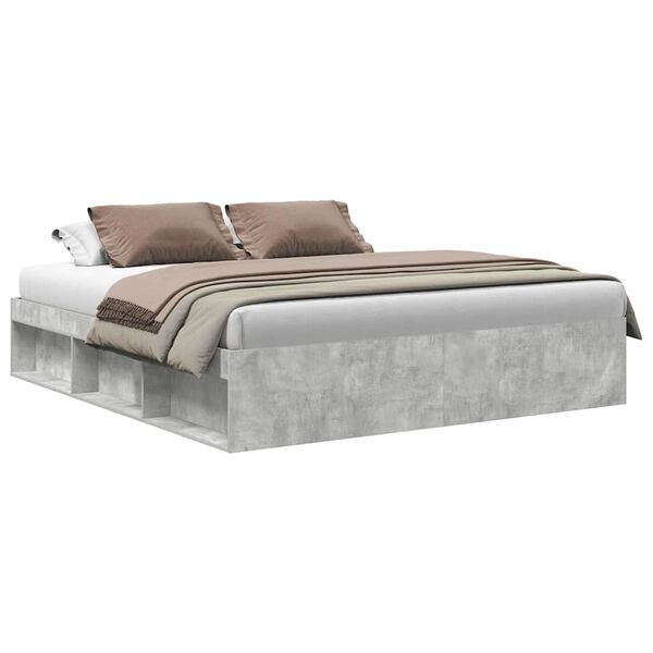 vidaXL Cadre de lit sans matelas gris b&eacute;ton 200x200 cm
