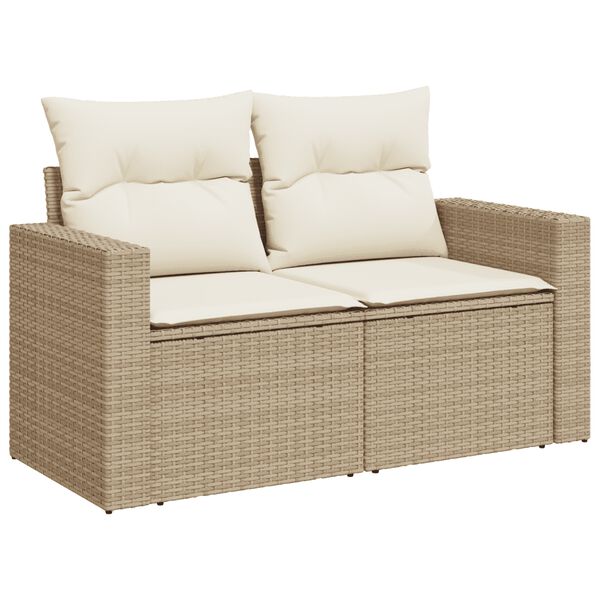 vidaXL Salon de jardin avec coussins 10 pcs beige r&eacute;sine tress&eacute;e