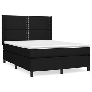 vidaXL Sommier &agrave; lattes de lit avec matelas Noir 140x190 cm Tissu