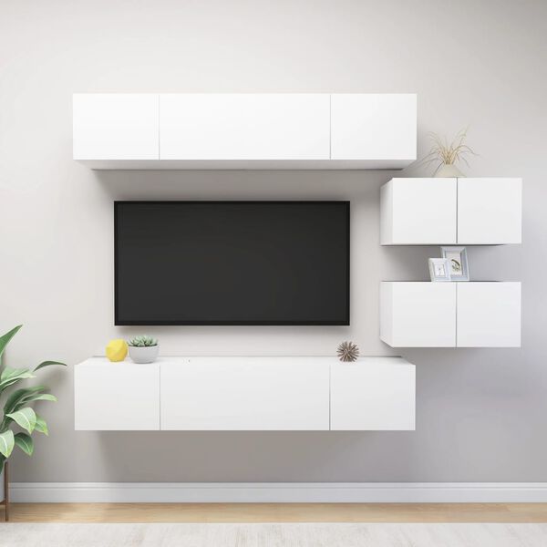 vidaXL Ensemble de meubles TV 6 pcs Blanc Bois d'ing&eacute;nierie