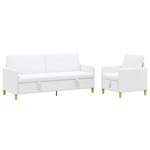 vidaXL Canap&eacute; avec rangement 2 pc Blanc Polyester