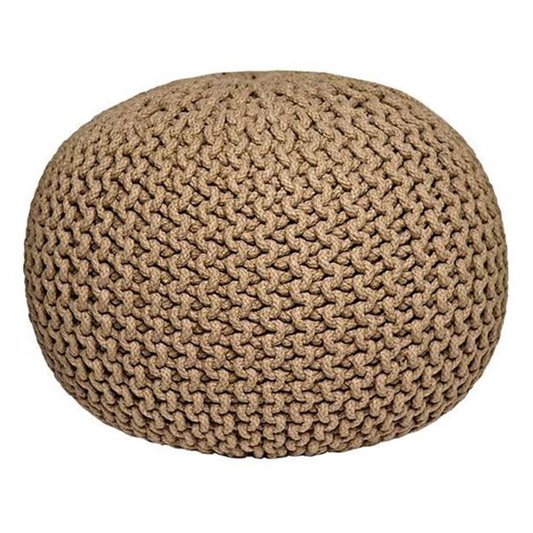 LABEL51 Pouf tricot&eacute; Coton M Beige