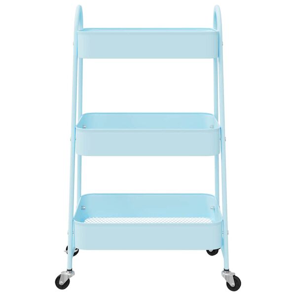 VidaXL Chariot de rangement &agrave; 3 niveaux bleu 42x41,5x77 cm acier