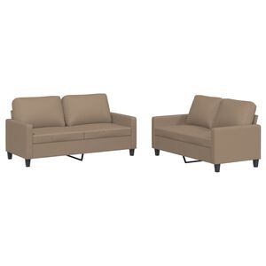 vidaXL Ensemble de canap&eacute;s 2 pcs avec coussins Cappuccino Similicuir