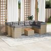 vidaXL Salon de jardin et coussins 10 pcs m&eacute;lange beige r&eacute;sine tress&eacute;e