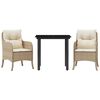 vidaXL Ensemble &agrave; manger de jardin et coussins 3 pcs Beige poly rotin