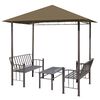 vidaXL Pavillon de jardin et table et bancs 2,5x1,5x2,4m Taupe 180g/m&sup2;