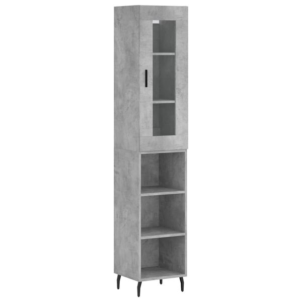vidaXL Buffet haut Gris b&eacute;ton 34,5x34x180 cm Bois d'ing&eacute;nierie