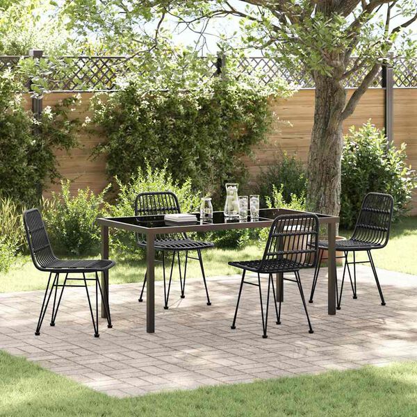 vidaXL Ensemble de salle &agrave; manger pour jardin 5 pcs Noir