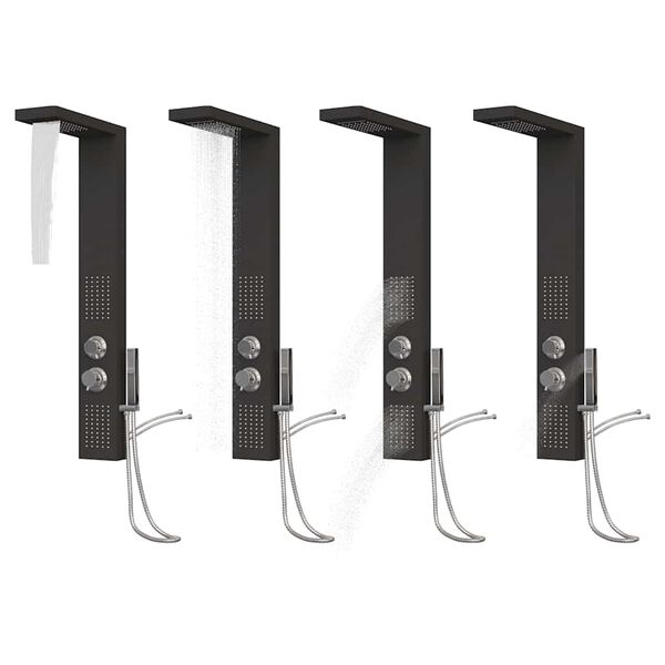 vidaXL Syst&egrave;me de panneau de douche Aluminium Noir