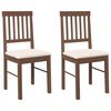 vidaXL Chaises à manger coussins 2 pcs marron bois massif caoutchouc