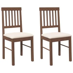 vidaXL Chaises à manger coussins 2 pcs marron bois massif caoutchouc